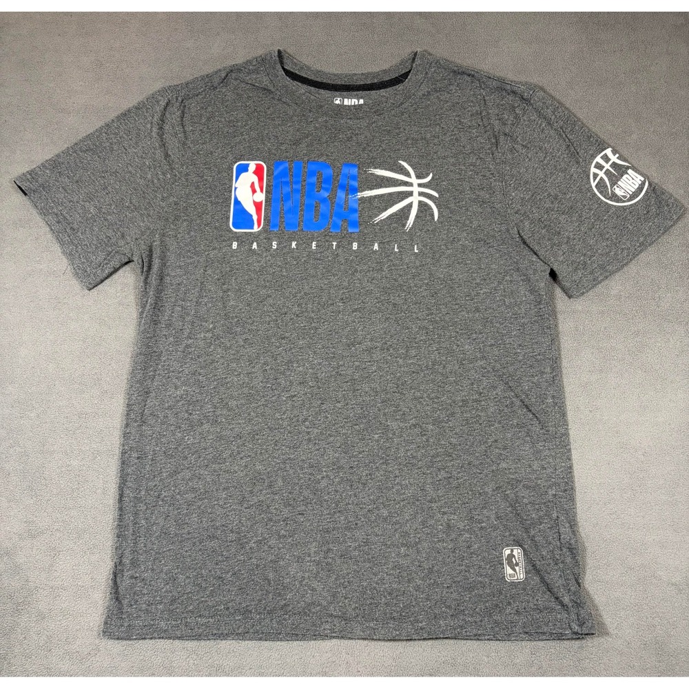 NBA T Shirt Mens Medium Gray Short Sleeve Basketball Graphic Logo